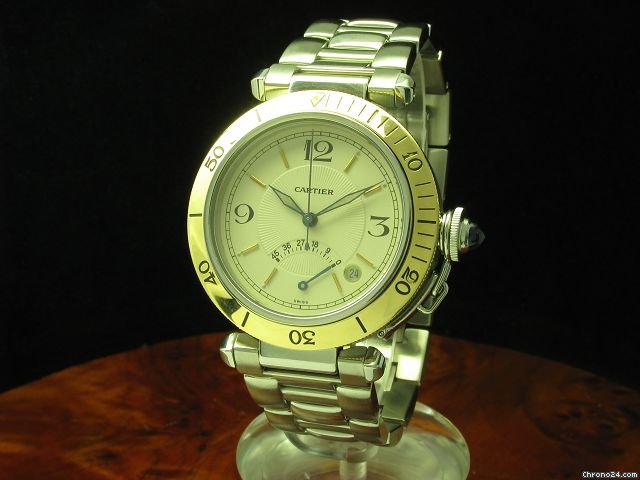 Cartier Pasha Power Reserve 18kt Gold / Edelstahl Automatic Herrenuhr watches