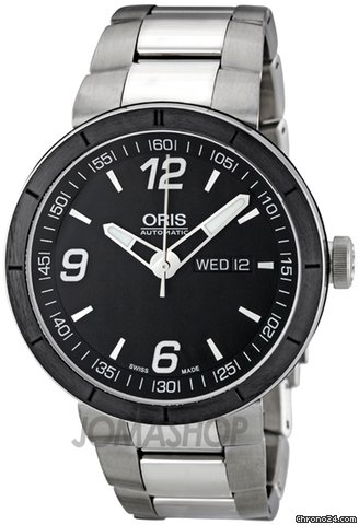 Oris TT1 Day Date Black Dial Stainless Steel Automatic Mens Watch 735-7651-4174MB watches