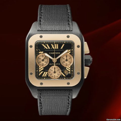Cartier Santos 100 Black Titanio E Oro Rosa Chronograph watches