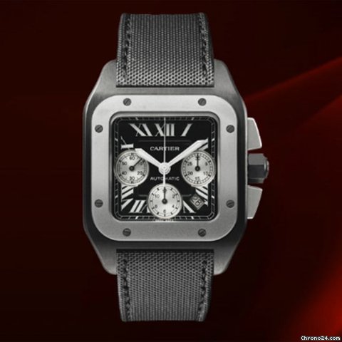 Cartier Santos 100 Black Chronograph watches