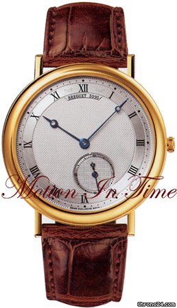 Breguet CLASSIQUE AUTOMATIC YELLOW GOLD ON STRAP w/ SILVER GUILLOCHE watches