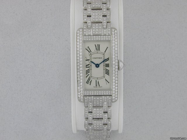 Cartier Tank Americaine 18kt White Gold Diamond Ladies Watch watches