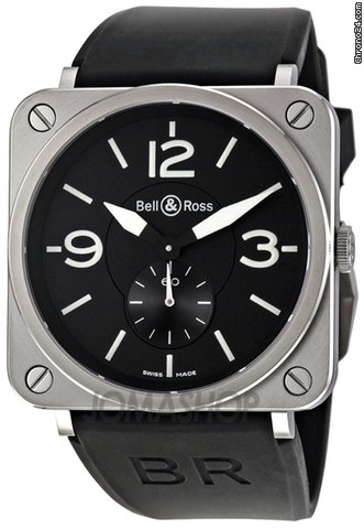 Bell & Ross Black Dial Black Rubber Unisex Watch BRSBLSTSRB watches
