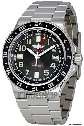 Breitling SuperOcean GMT Black Dial Automatic Stainless Steel Mens Watch A3238011-BA38SS watches
