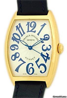 Franck Muller Gent's Medium Size 18K Yellow Gold Cintree Curvex Sunset Strapwatch watches