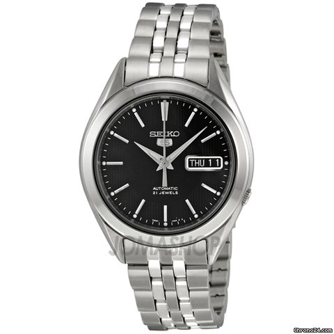 Seiko 5 Black Dial Stainless Steel Mens Watch SNKL23 watches