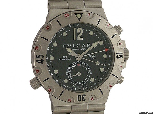Bulgari Scuba Chronograph Flyback GMT Automatic Chronometer 3 Zeitzonen 38mm watches