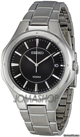 Seiko Black Dial Stainless Steel Mens Watch SGEF61 watches