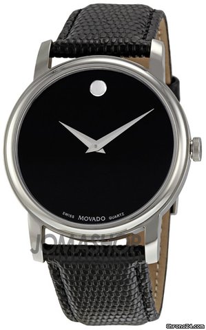 Movado Museum Black Dial Black Leather Strap Mens Watch 2100002 watches