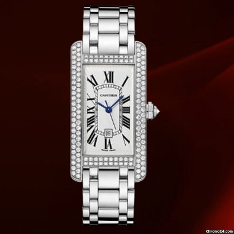 Cartier Tank Americaine Medium Size Oro Bianco E Diamanti Nuovo Box & Paper watches