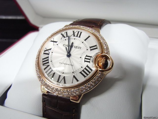 Cartier Ballon Bleu de Cartier Medium New Watch Custom Diamond Bezel watches