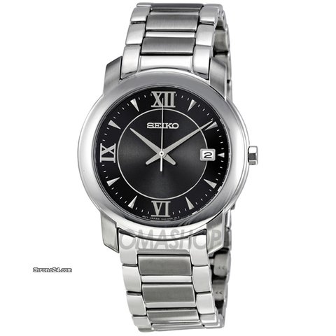 Seiko Dress Black Dial Stainless Steel Mens Watch SGEE95 watches
