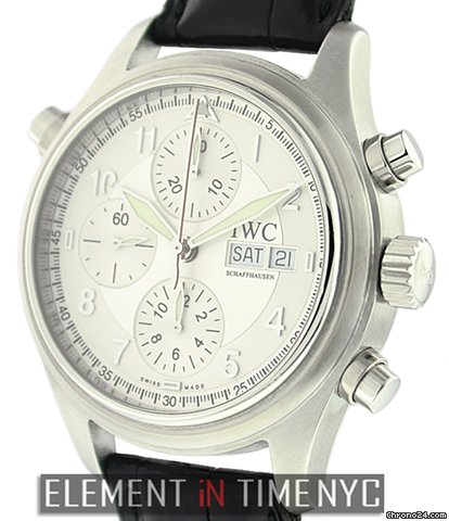 IWC Pilot Doppel Chronograph Silver Spitfire Dial IW3713-43 watches