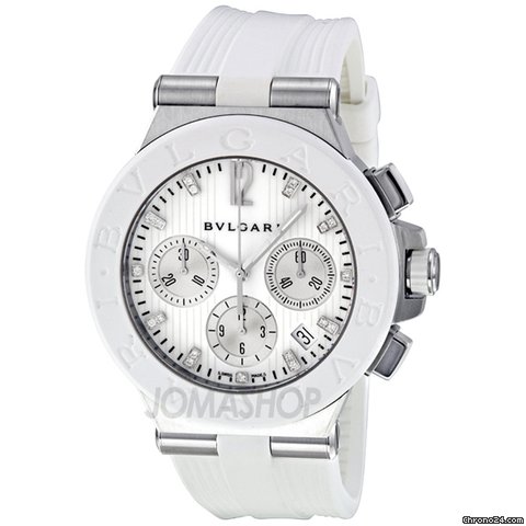 Bulgari Diagono Chronograph White Rubber Mens Watch 101801 watches