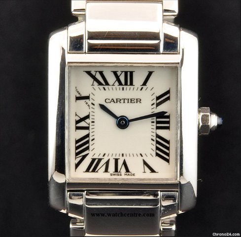 Cartier 18k White Gold Silver Dial Ladies Tank Francaise watches