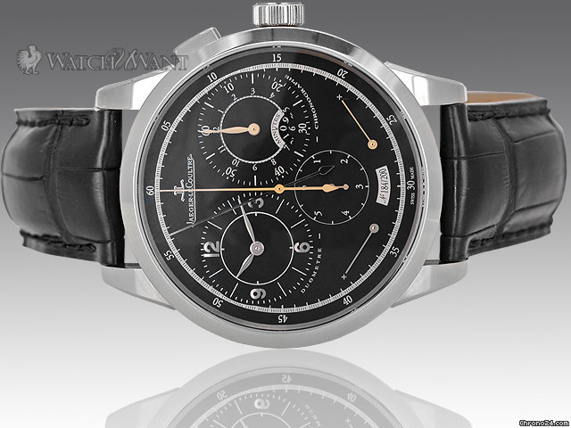 Jaeger-LeCoultre JLC Duometre Chronograph Jump Seconds 1/6 Seconds - Ref Q6013470 - 42mm 18k White Gold Case - Special Edition 200 Pieces Ultra Rare 18k White Gold & Black Dial - Boxes/Papers 100% Complete & Unworn watches