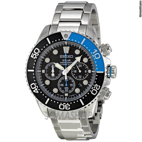 Seiko Solar Divers Black Dial Stainless Steel Mens Watch SSC017 watches