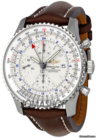 Breitling Navitimer World Steel Brown Strap Watch A2432212-G571BRLT watches