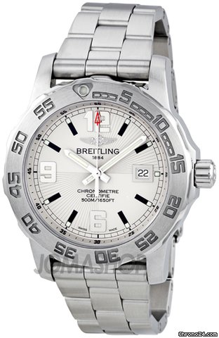 Breitling Colt 44 Silver Dial SuperQuartz Stainless Steel Mens Watch A7438710-G743SS watches