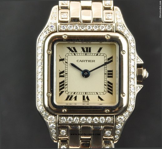 Cartier 18k White Gold Diamond Set Case Ladies Panthere B&P watches