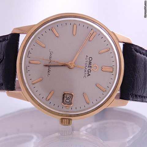 Omega Seamaster 18k Gelb- bzw Rosegold mit Lederarmband watches