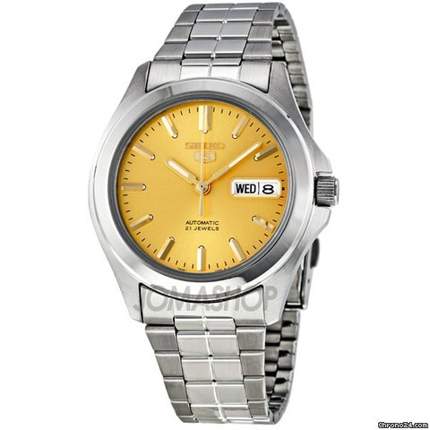 Seiko 5 Automatic Champagne Dial Link Bracelet Mens Watch SNKK91 watches