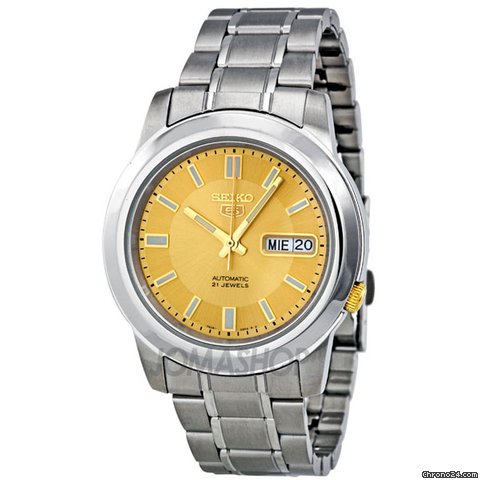 Seiko 5 Automatic Stainless Steel Gold Dial Mens Watch SNKK13 watches