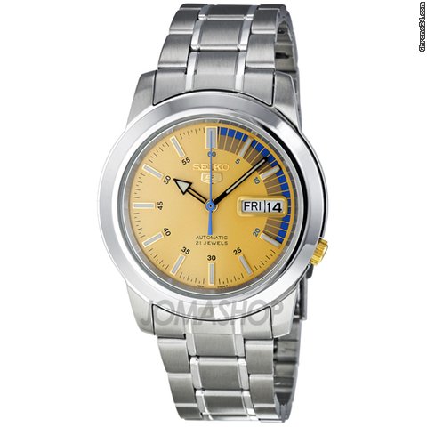 Seiko 5 Automatic Gold Dial Stainless Steel Mens Watch SNKK29 watches