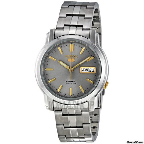 Seiko 5 Automatic Grey Dial Link Bracelet Mens Watch SNKK67 watches