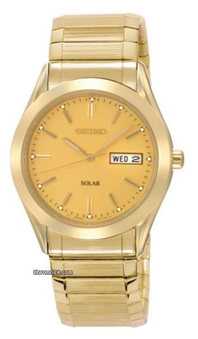 Seiko Solar Quartz Gold-tone Expansion Band Mens Watch SNE058 watches