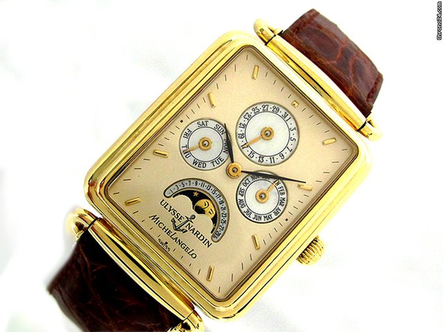 Ulysse Nardin "Michelangelo" - Calender, Mondphase, 18K Gelbgold, Leder watches