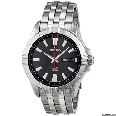 Seiko Black Dial Solar Power Stainless Steel Mens Watch SNE161 watches