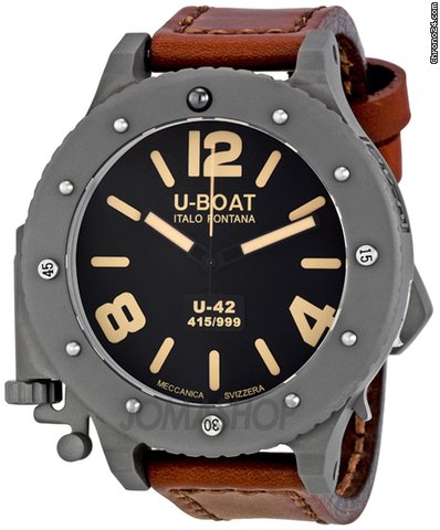 U-Boat Black Titanium Leather Automatic Mens Watch 6157 watches