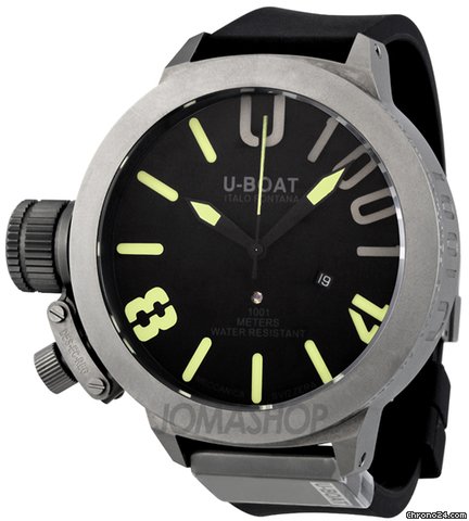 U-Boat Classico U-1001 Automatic Black Dial Black Rubber Mens Watch 2081 watches