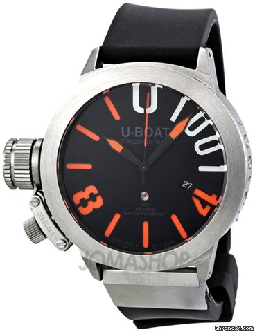 U-Boat Classico Black Stainless Steel Rubber Automatic Mens Watch 6449 watches