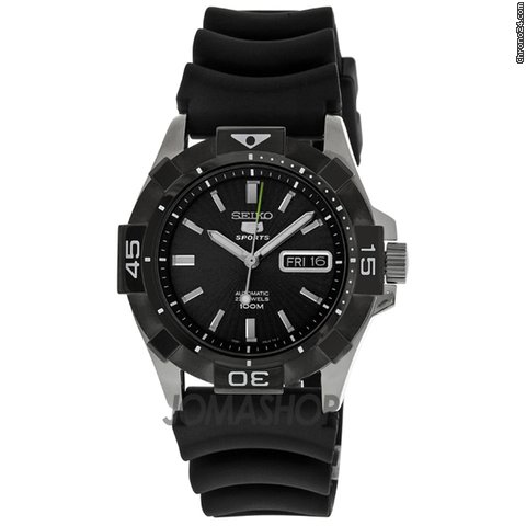 Seiko Sports Black Dial Rubber Strap Automatic Mens Watch SNZH05 watches