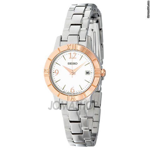 Seiko Silver Dial Rose Gold-tone Bezel Ladies Watch SXDE36 watches