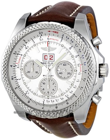 Breitling Bentley 6.75 Silver Stainless Steel Leather Automatic Mens Watch A4436412-G679BRLD watches