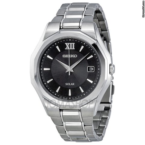 Seiko Solar Black Stainless Steel Mens Watch SE-SNE155 watches
