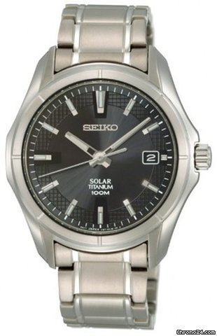 Seiko Black Dial Grey Titanium Mens Watch SNE141 watches