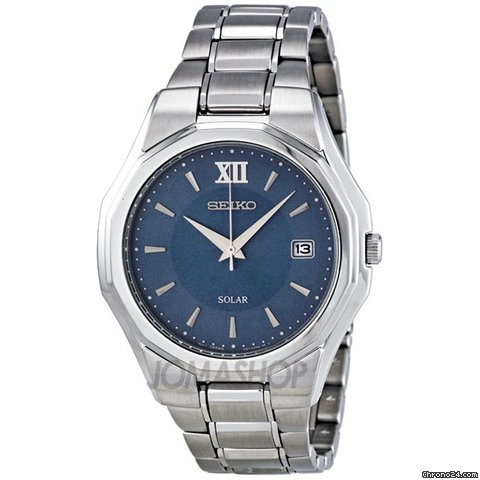 Seiko Solar Blue Dial Stainless Steel Mens Watch SNE165 watches