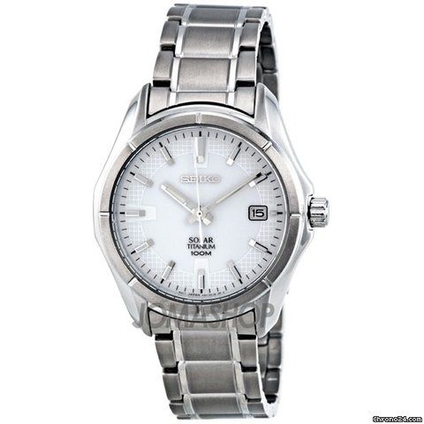 Seiko White Dial Grey Titanium Mens Watch SNE139 watches