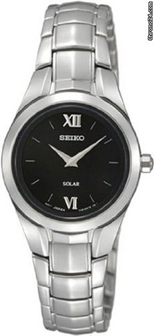 Seiko Black Dial Solar Power Stainless Steel Ladies Watch SUP107 watches