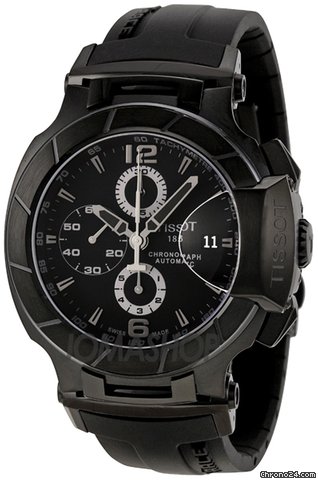 Tissot T-Race Black Dial Chronograph Automatic Black Rubber Mens Watch T048427 watches