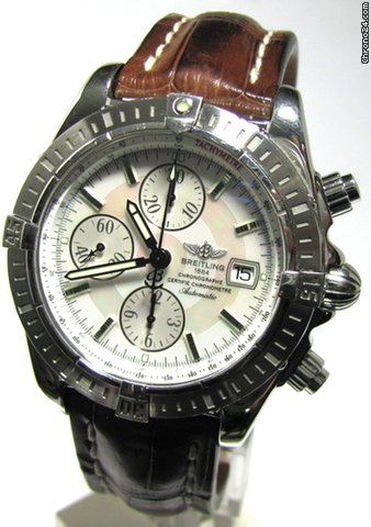 Breitling Chronomat Evolution Stahl Kroko-Leder Ref. A13356 Perlmutt watches