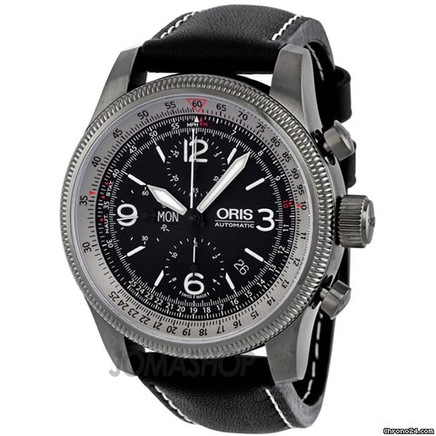 Oris Big Crown X1 Calculator Black Dial Chronograph Leather Mens Watch 675 7648 4264LS watches
