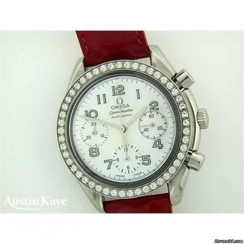Omega Speedmaster Automatic steel diamond set on strap watches