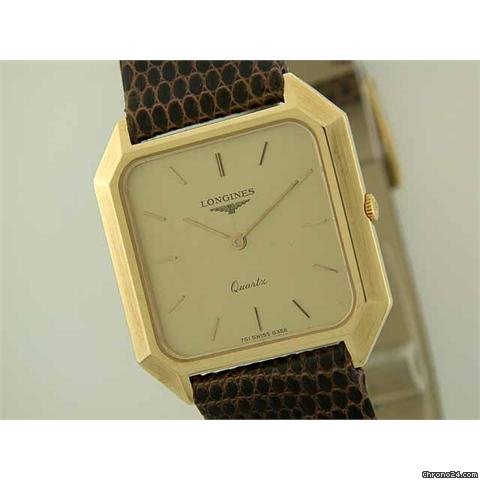 Longines quartz 18ct gold on strap watches