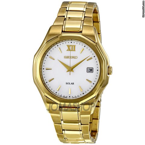 Replica Seiko Solar White Dial Stainless Steel Mens Watch SNE158 Watch