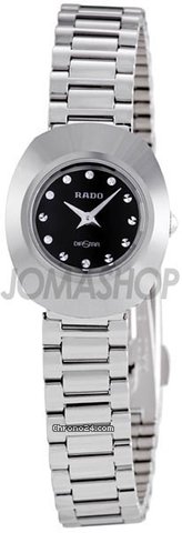 Rado Original Black Diamond Dial Stainless Steel Ladies Watch R12558153 watches